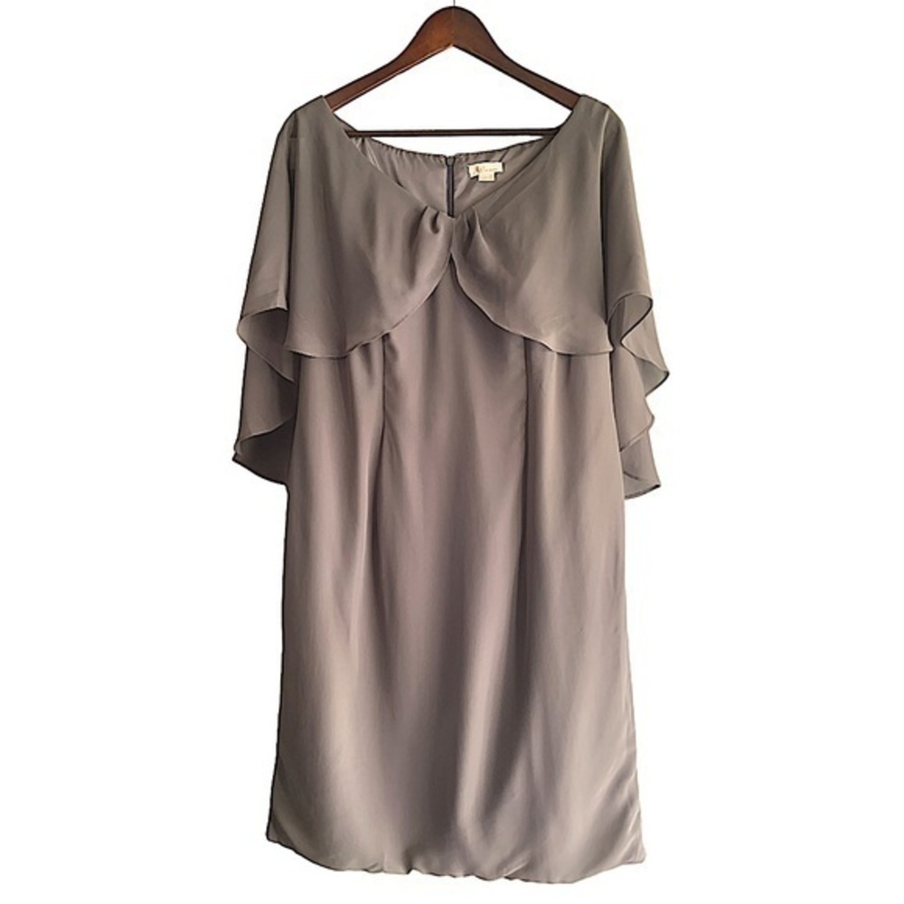Grey Chiffon Mother Of The Bride Dress Size 16 Sleeveless Round Neck A W Bridal